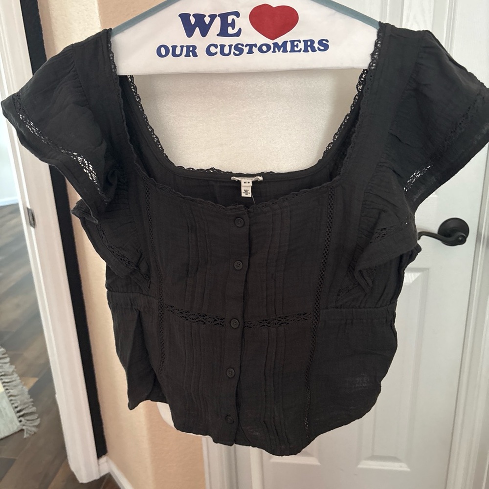 Black Button-Front Women's Top - Aerie Brand